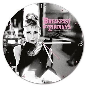 Breakfast at Tiffany's Black and Pink Glass Wall Clock